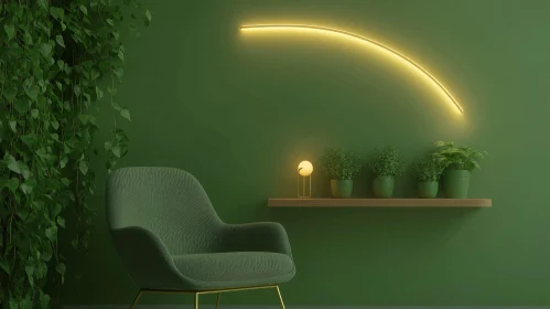 Minimalist Green Room with Armchair