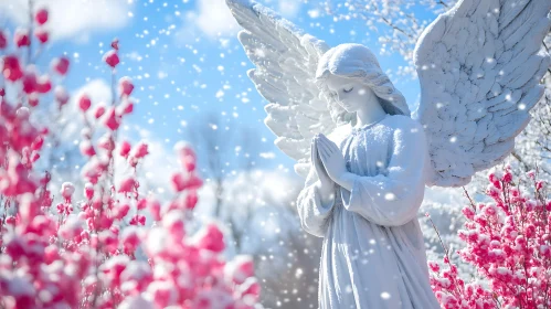 Winter Angel with Pink Flowers
