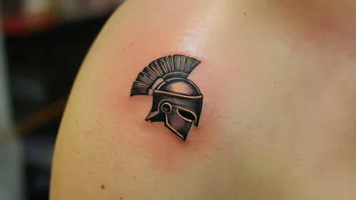 Detailed Warrior Helmet Tattoo Design