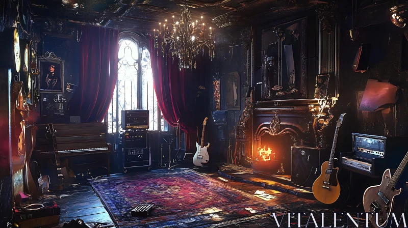 Musical Instruments in Dark Room