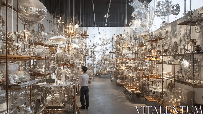 Glass Objects Exhibition with a Viewer