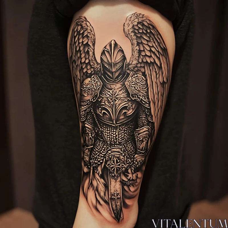 Knight With Wings Intricate Tattoo Art AI Image