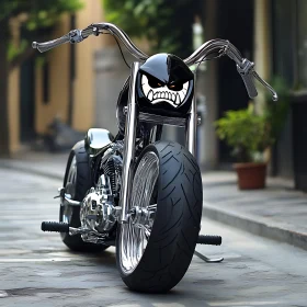 Unique Motorcycle with Chrome Details