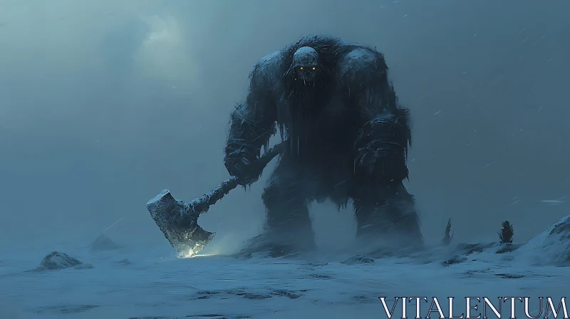 Colossal Monster with Axe in Blizzard