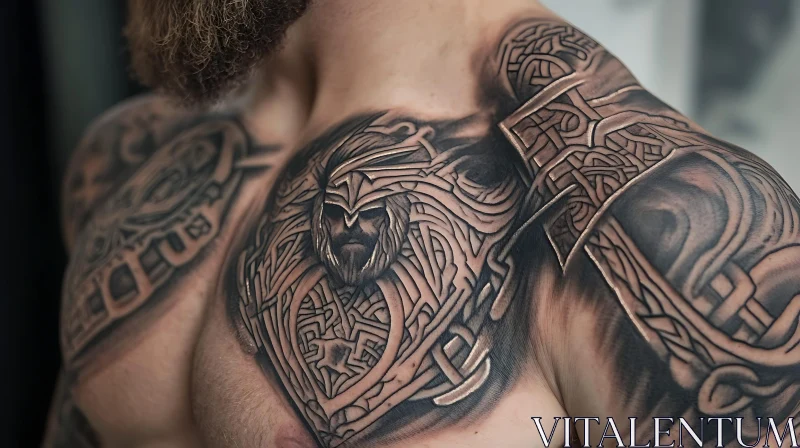 AI ART Nordic Warrior Tattoo Artwork