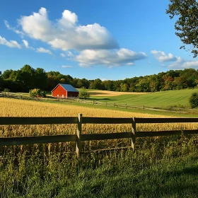 Red Barn Amongst Golden Fields