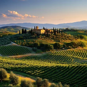 Scenic View of Vineyard in Tuscany