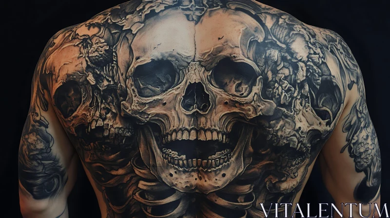 Detailed Skull Tattoo Art on Back