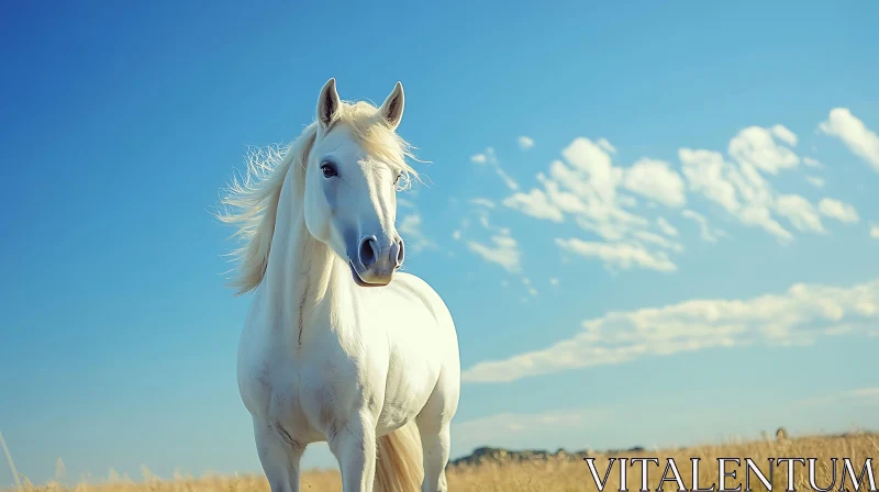 Elegant White Horse Portrait on Sunny Day