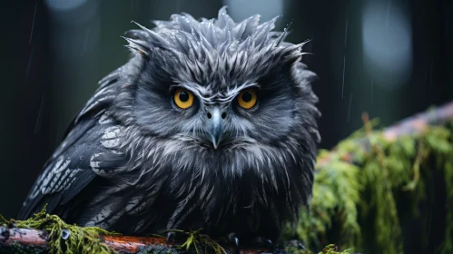 Grey Owl in Rain: A Mythical Symbolism