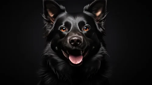 Joyful Black Shepherd Dog Portrait - Colorized and Optimistic