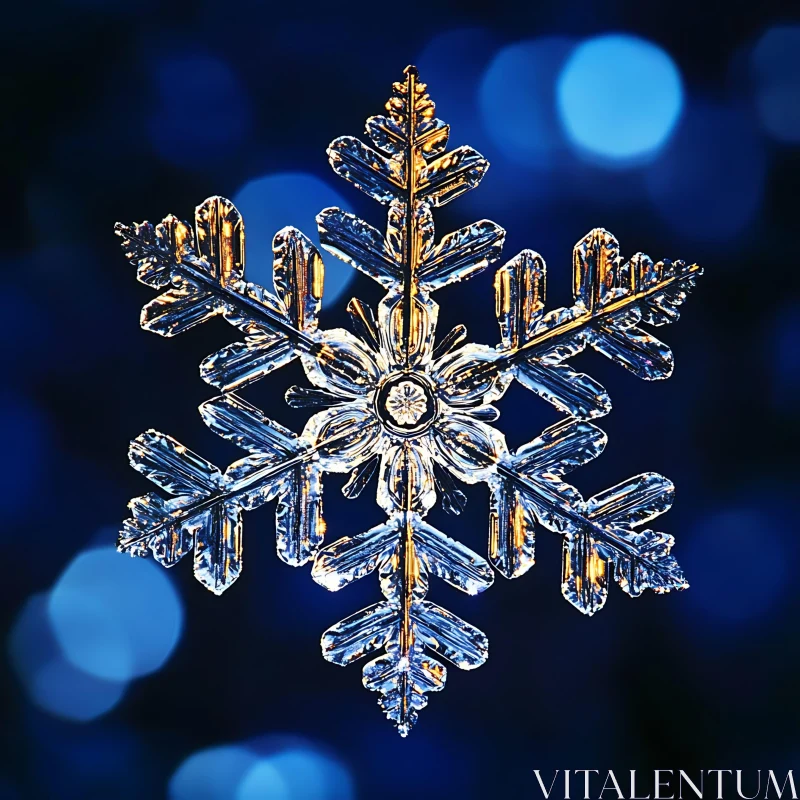 AI ART Intricate Snowflake Crystal Close-up