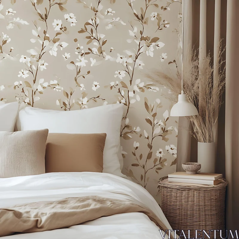 AI ART Floral Bedroom Design