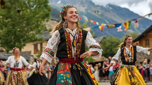 Women Dancing in Traditional Clothes