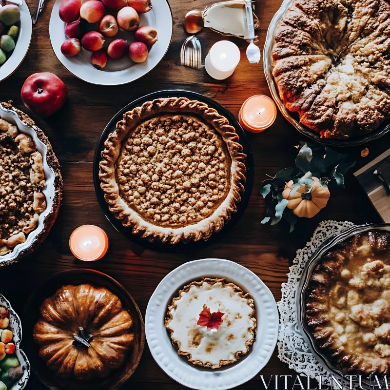 Autumnal Thanksgiving Pie Celebration AI Image