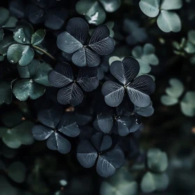 Detailed Clover Leaves in Various Shades of Green