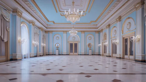 Luxury Hall Interior with Golden Details