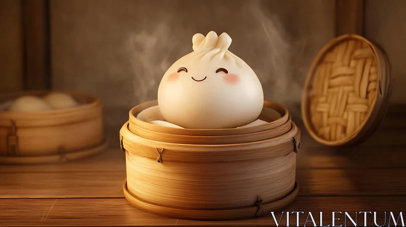 Adorable Dumpling in Traditional Steamer AI Image