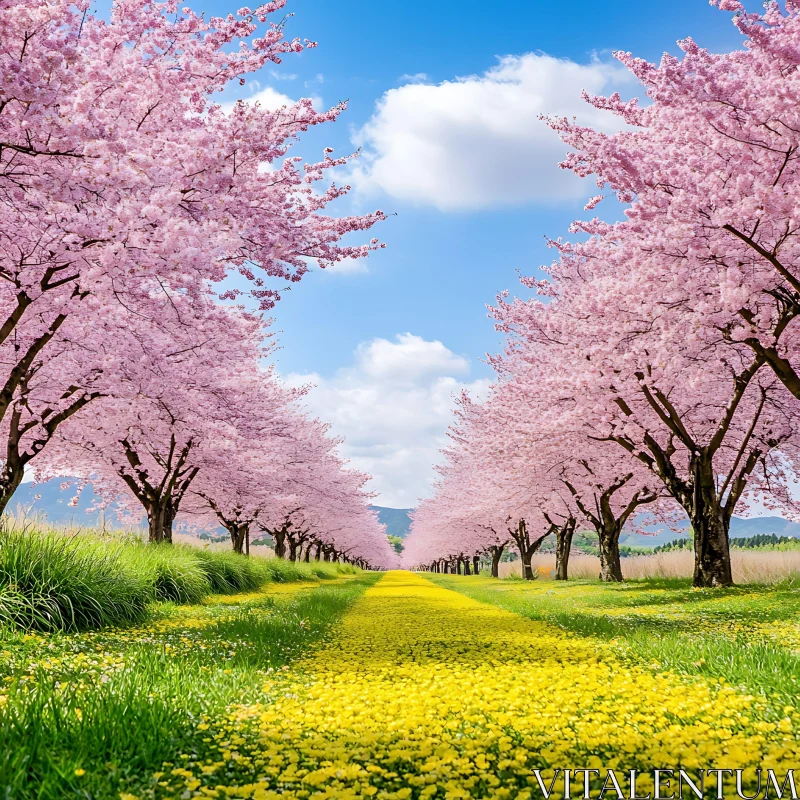 AI ART Spring Blossom Path