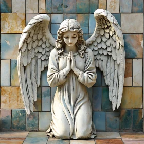 Kneeling Angel with Wings Spread