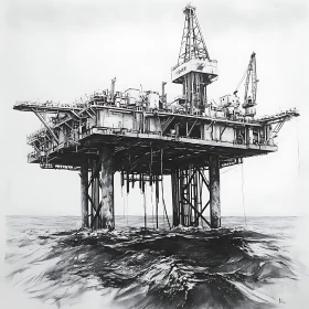 Industrial Oil Rig in the Sea