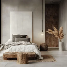 Neutral Tones Bedroom with Wooden Accents