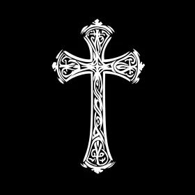 Intricate White Cross Design on Black