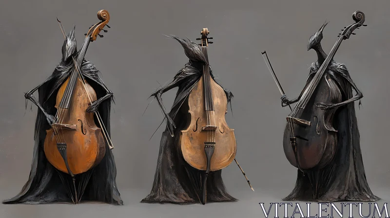 Cloaked Musicians with Cellos AI Image