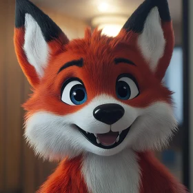 Smiling Fox Character Close-up