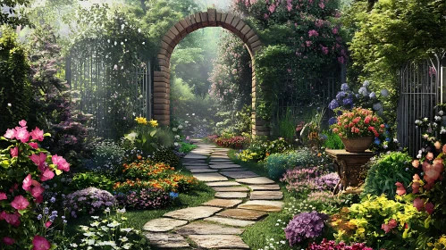 Secret Garden: A Floral Pathway Retreat