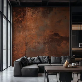 Contemporary Room with Rustic Wall