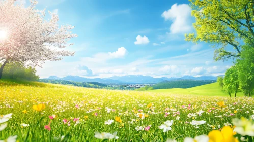 Blooming Meadow Under a Sunny Sky