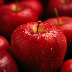 Juicy Red Apples with Water Droplets Close-Up