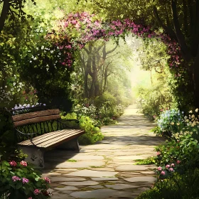 Floral Archway in a Peaceful Garden Setting