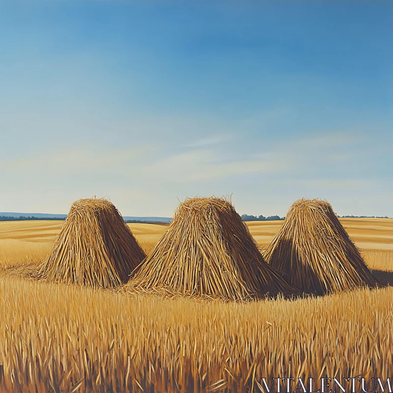 AI ART Haystacks in a Golden Field