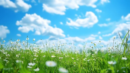 White Flowers in a Green Field