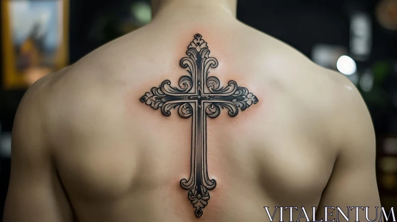 Ornate Cross Tattoo Design AI Image