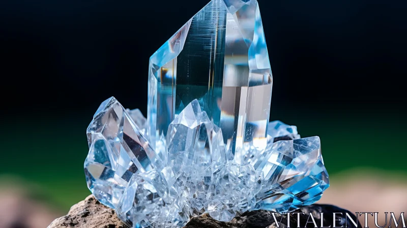 AI ART Azure Crystal on Rock: A Study in Light and Precision