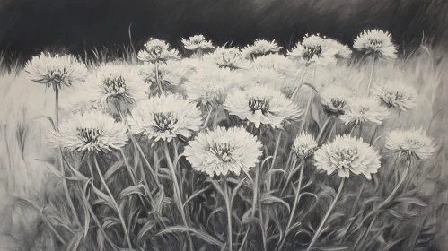 Grayscale Floral Art: Delicate Petals