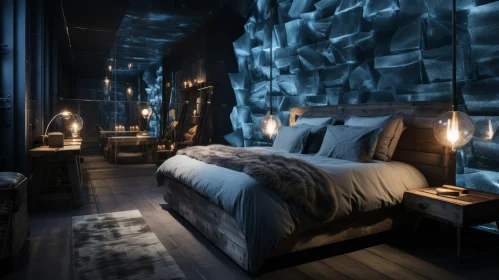 Captivating Ice-Infused Bedroom: A Noir Atmosphere