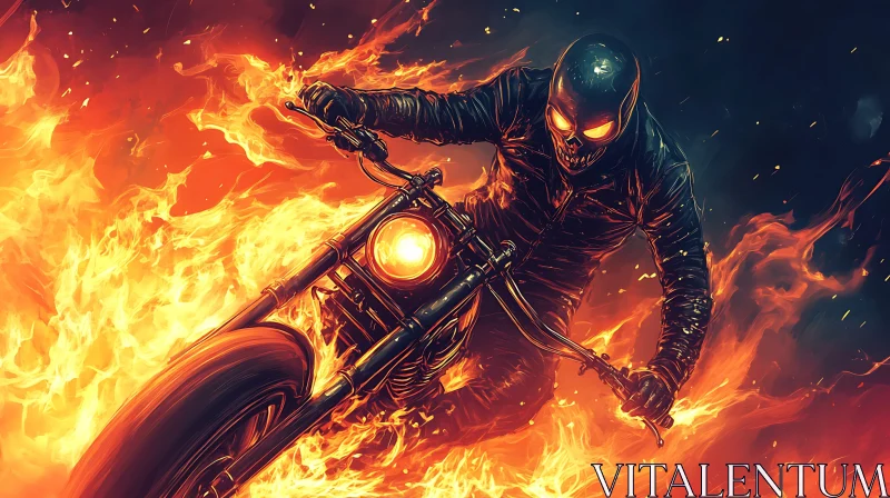 AI ART Flaming Motorcycle Rider