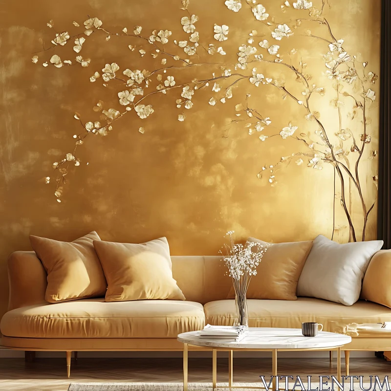 AI ART Elegant Home Interior with Floral Accent