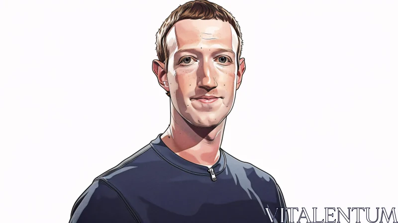 Stylized Illustration of Mark Zuckerberg AI Image