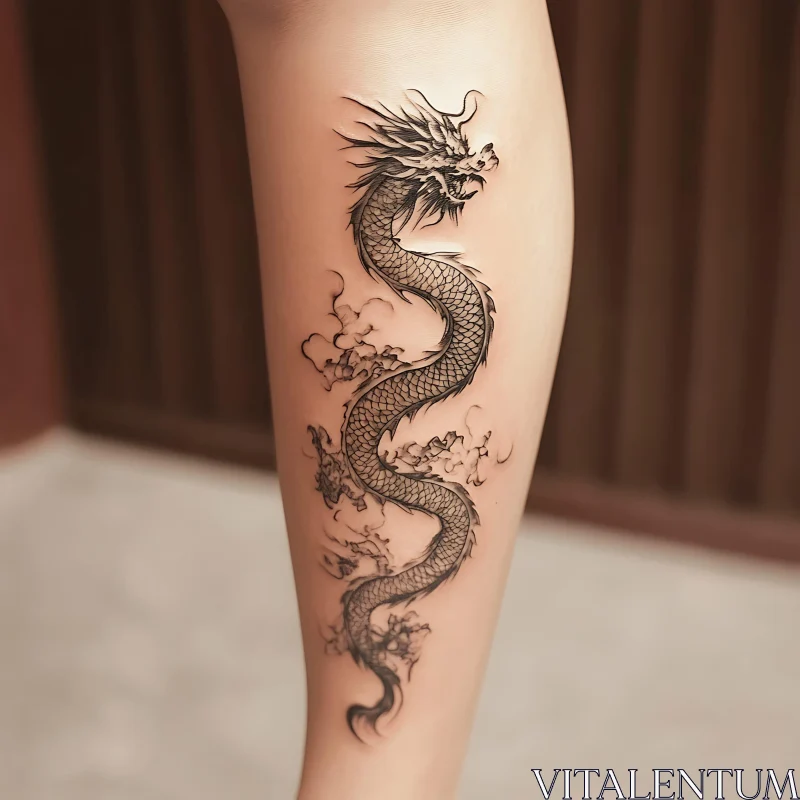 Black and White Dragon Tattoo Art AI Image