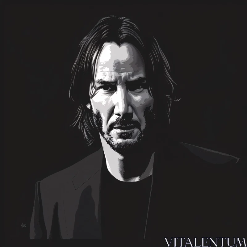 AI ART Monochromatic Art of Keanu Reeves