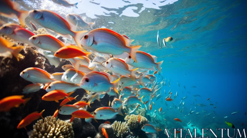 Underwater Wonders: Colorful Fish Exploring Red Sea's Coral Reefs AI Image