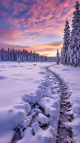 Winter Trail: A Serene Journey Through a Snowy Landscape