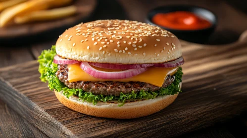 Appetizing Cheese Burger with Fresh Ingredients