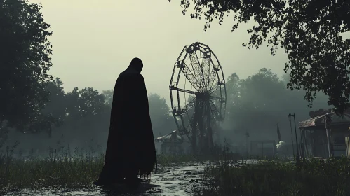 Cloaked Figure at Abandoned Fairground