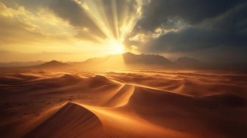 Golden Sunset Over Desert Dunes